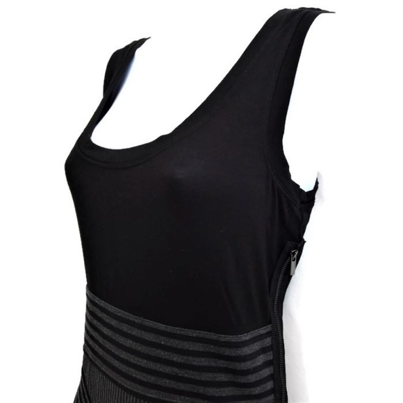 BCBGMaxAzria Dress Tank Side Zip Career Work Black Gray Jersey M - Picture 3 of 6